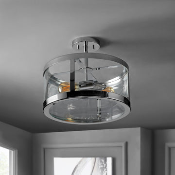 Herndon 15" Iron/Glass Modern LED Flush Mount - JONATHAN Y